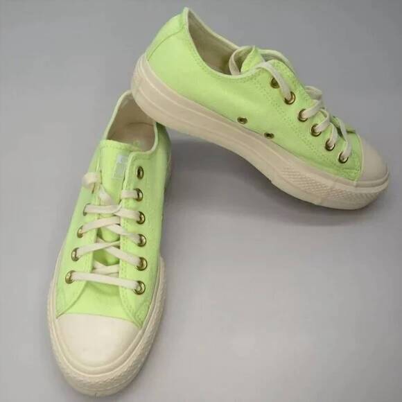 NEW CONVERSE women's low platform tennis sneakers in citron